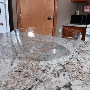 Vintage Large Clear Glass Chip And Dip Serving Bowl 11" Diameter 3 1/4" Depth
